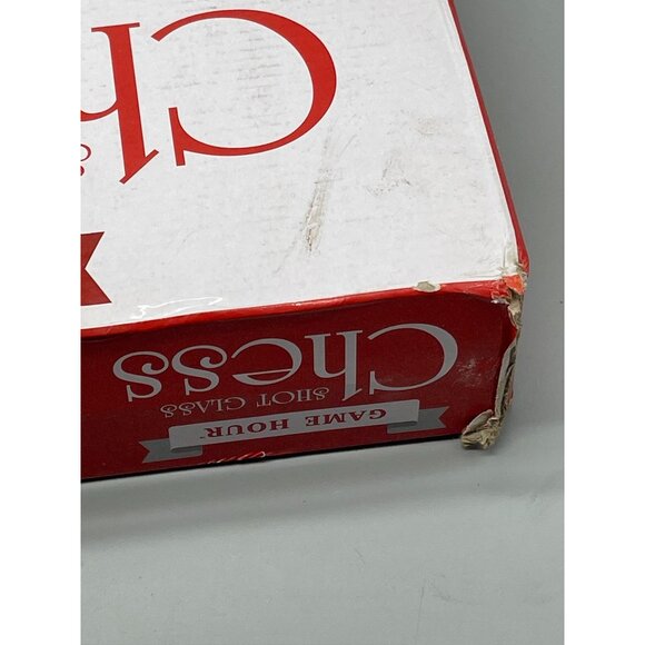 Game hour shot glass chess set brand new box 1 glass game board measuring READ - Picture 5 of 7